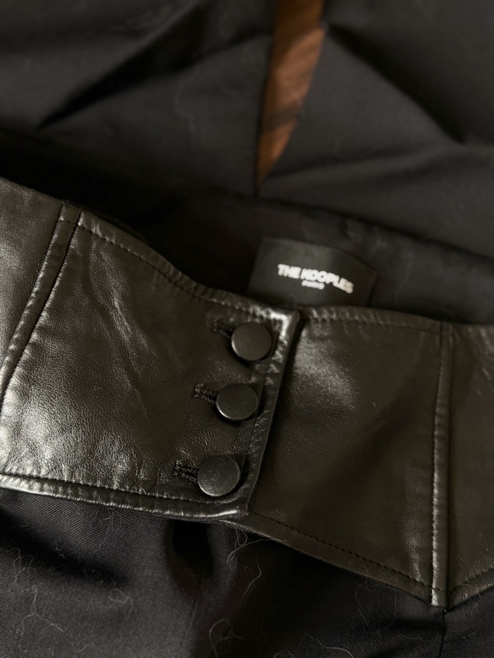 The Kooples Black Leather-Trim Trousers